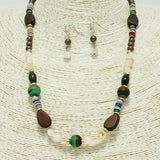 87097, HANDMADE WOOD & MIX BEADED NECKLACE