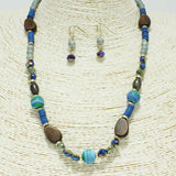 87097, HANDMADE WOOD & MIX BEADED NECKLACE