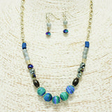 87098, HANDMADE WOOD & MIX BEADED NECKLACE