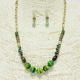 87098, HANDMADE WOOD & MIX BEADED NECKLACE
