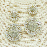87124, SUNFLOWER CUBIC ZIRCONIA RHINESTONE EARRING