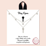 87139, "STAY OPEN" KEY DOUBLE LAYERED NECKLACE