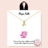 87141, "HOPE FAITH" PINK RIBBON NECKLACE