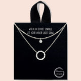 87146, CIRCLE CZ DOUBLE LAYERED NECKLACE