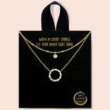 87146, CIRCLE CZ DOUBLE LAYERED NECKLACE
