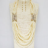 87221, PEARL W/ RHINESTONE STATEMENT NECKLACE