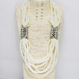 87221, PEARL W/ RHINESTONE STATEMENT NECKLACE