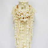 87244, LONG PEARL CLUSTER DROP STATEMENT NECKLACE