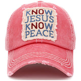 87291, "KNOW JESUS KNOW PEACE" WASHED VINTAGE BALL CAP