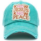 87291, "KNOW JESUS KNOW PEACE" WASHED VINTAGE BALL CAP