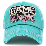 87295, "GAME DAY" LEOPARD WASHED VINTAGE BALL CAP