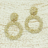87298, TEXTURED GEOMETRIC ROUND METAL EARRING