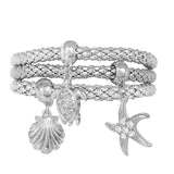 87325, SEA LIFE CHARM 3PC STRETCH BRACELET SET