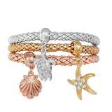87325, SEA LIFE CHARM 3PC STRETCH BRACELET SET