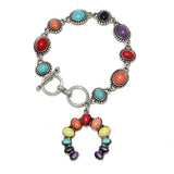 87333, WESTERN SQUASH BLOSSOM CHARM TOGGLE BRACELET