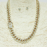 87345, PAVE ROUND FINISH CHAIN NECKLACE