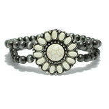 87357, WESTERN TURQUOISE STONE W/ NAVAJO BEAD STRETCH BRACELET