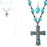 87364, WESTERN CROSS SEMI PRECIOUS STONE NECKLACE