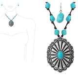 87365, WESTERN CONCHO SEMI PRECIOUS STONE NECKLACE