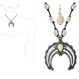 87366, WESTERN SQUASH BLOSSOM SEMI PRECIOUS STONE NECKLACE