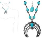 87366, WESTERN SQUASH BLOSSOM SEMI PRECIOUS STONE NECKLACE