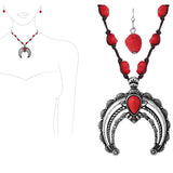 87366, WESTERN SQUASH BLOSSOM SEMI PRECIOUS STONE NECKLACE