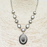 87373, WESTERN CONCHO SEMI PRECIOUS STONE NECKLACE