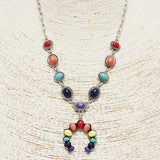 Western Squash Blossom Semi Precious Stone Necklace