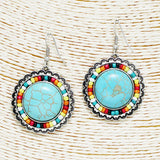 87375, WESTERN ROUND SEMI PRECIOUS STONE EARRING