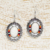 87376, WESTERN OVAL SEMI PRECIOUS STONE EARRING