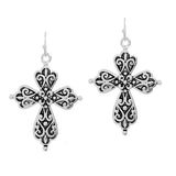 87384, CROSS FILIGREE METAL EARRING