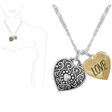 87385, "LOVE" HEART FILIGREE PENDANT NECKLACE