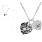 87385, "LOVE" HEART FILIGREE PENDANT NECKLACE
