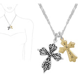 87386, "FAITH" CROSS FILIGREE PENDANT NECKLACE