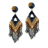 87396, FRINGE SEED BEADED EARRING