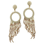 87397, FRINGE SEED BEADED CUTOUT CIRCLE EARRING