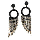 87397, FRINGE SEED BEADED CUTOUT CIRCLE EARRING