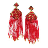 87398, FRINGE SEED BEADED EARRING