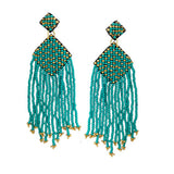 87398, FRINGE SEED BEADED EARRING