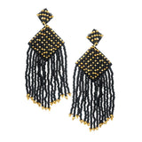 87398, FRINGE SEED BEADED EARRING