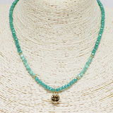 87408, SINGLE RHINESTONE W/ BEAD NECKLACE
