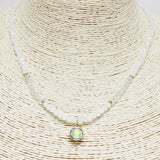 87408, SINGLE RHINESTONE W/ BEAD NECKLACE