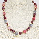 87415, HANDMADE SEMI PRECIOUS STONE BEAD NECKLACE