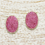 87430, OVAL PAVE RHINESTONE POST EARRING