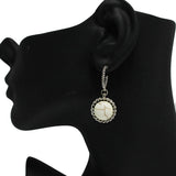 87451, WESTERN ROUND SEMI STONE HOOP EARRING