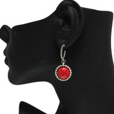 87451, WESTERN ROUND SEMI STONE HOOP EARRING