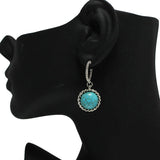 87451, WESTERN ROUND SEMI STONE HOOP EARRING