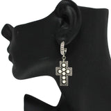 87452, WESTERN CROSS SEMI STONE HOOP EARRING