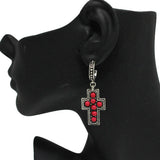 87452, WESTERN CROSS SEMI STONE HOOP EARRING