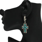 87452, WESTERN CROSS SEMI STONE HOOP EARRING